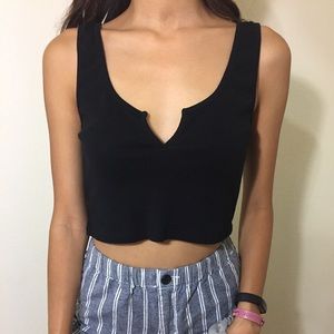 Brandy Melville Black Trisha V Neck Crop Tank Top